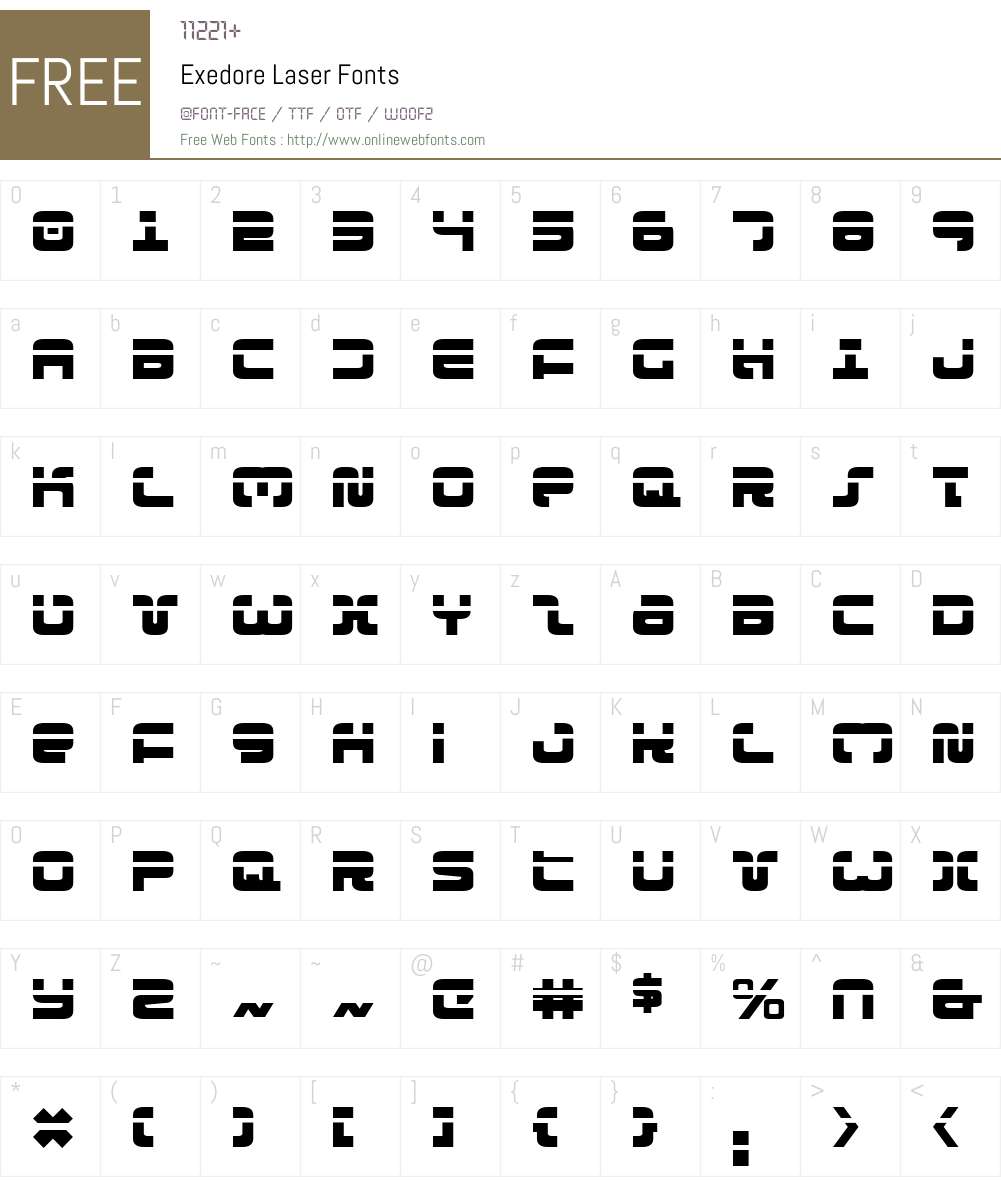 Exedore Laser Font Screenshots