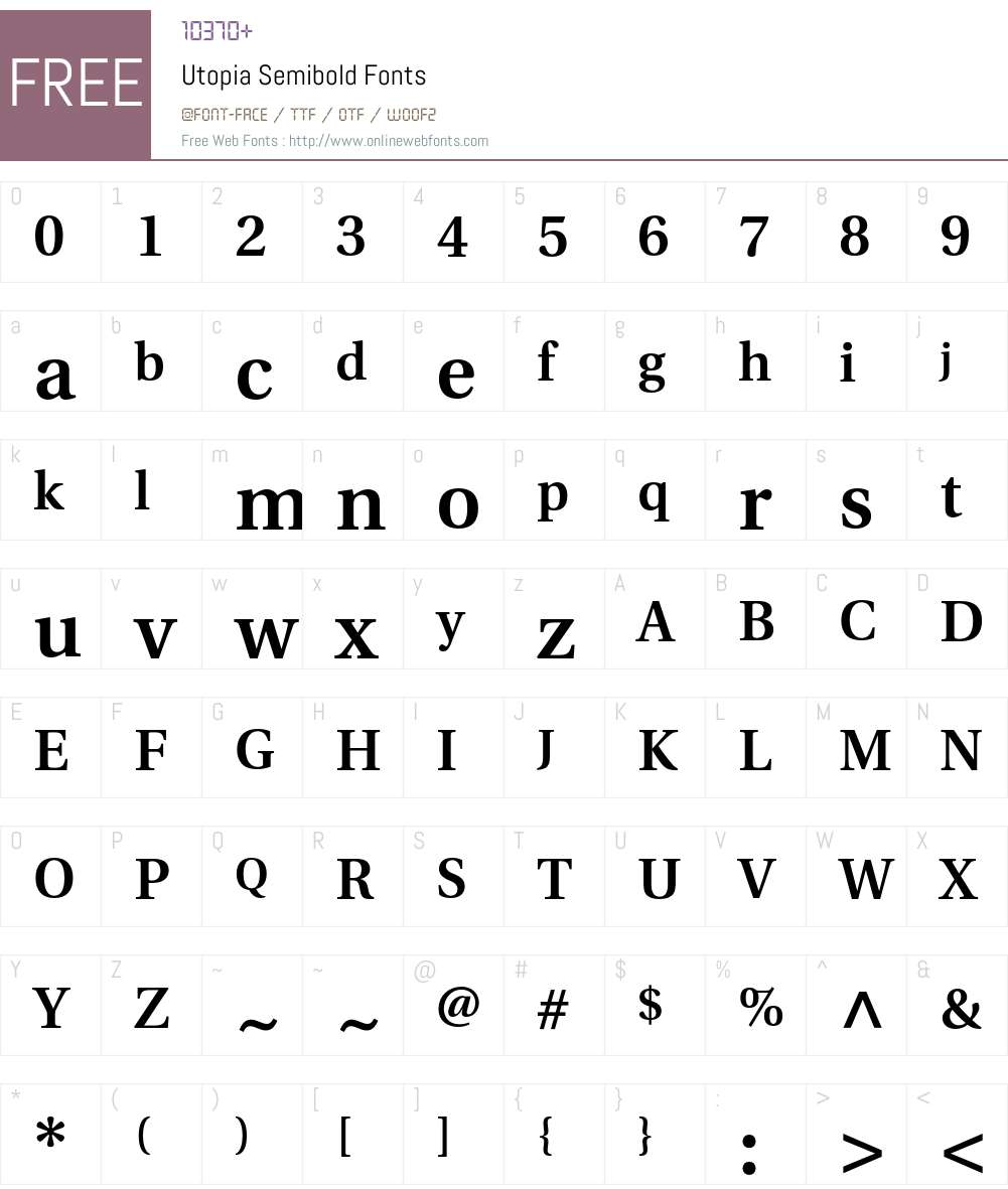 Utopia Font Screenshots