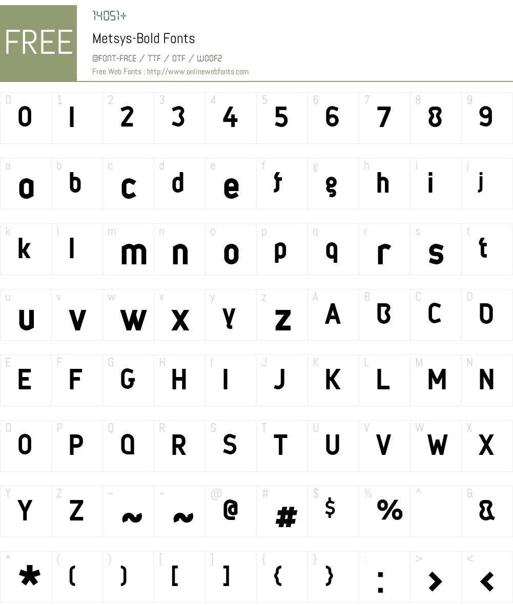 Metsys Font Screenshots