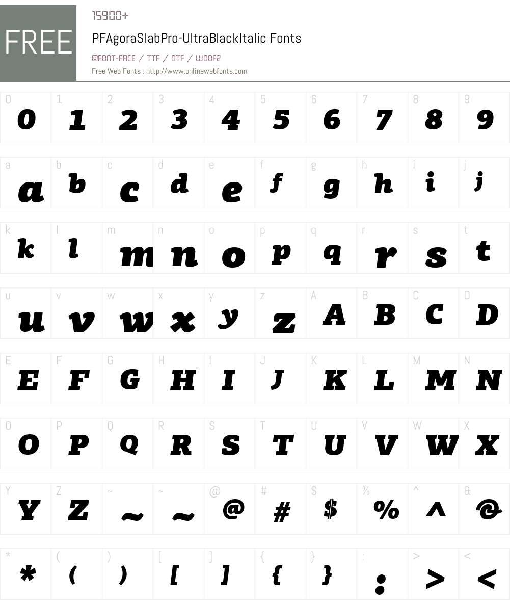 PF Agora Slab Pro UltraBlack Font Screenshots