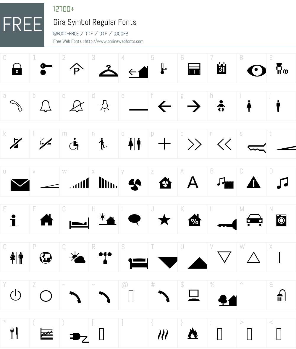 Gira Symbol Font Screenshots