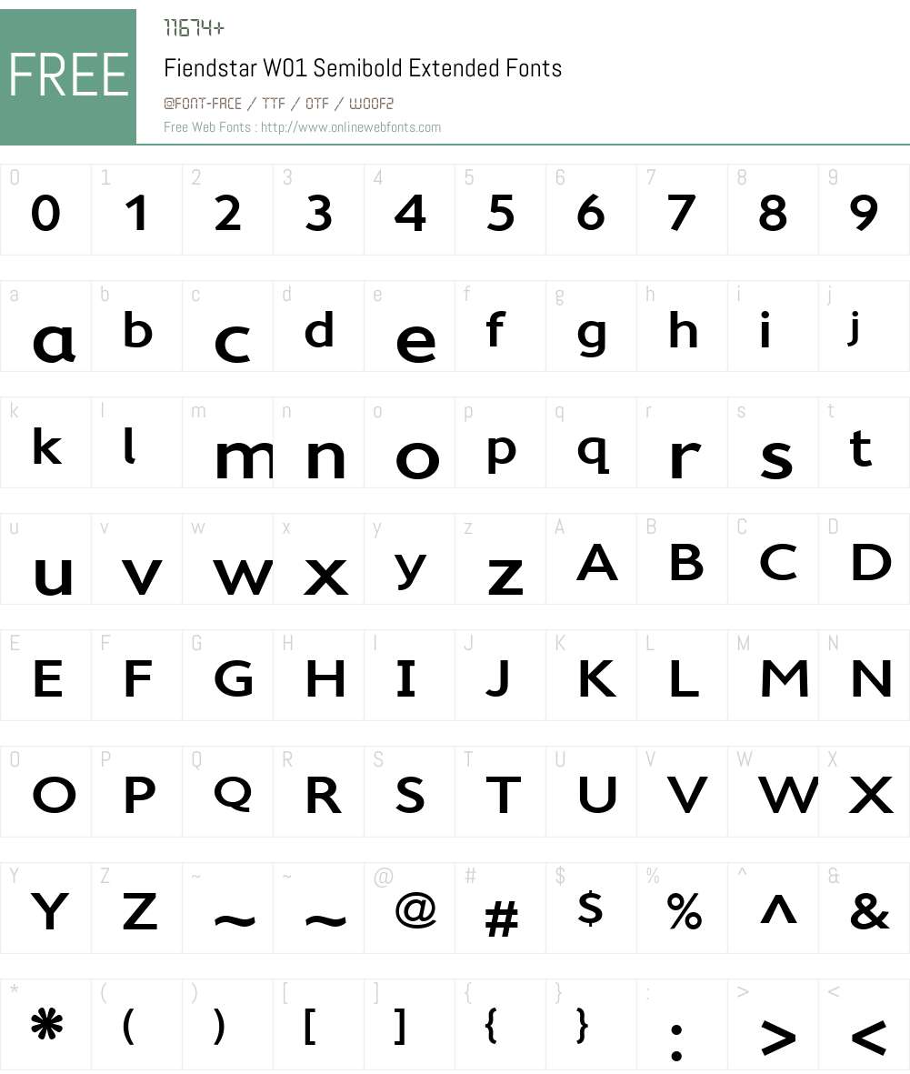 FiendstarW01-SemiboldExt Font Screenshots