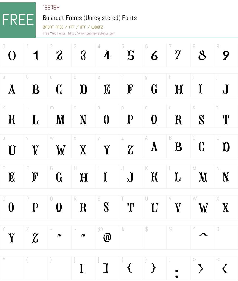 Bujardet Freres (Unregistered) Font Screenshots