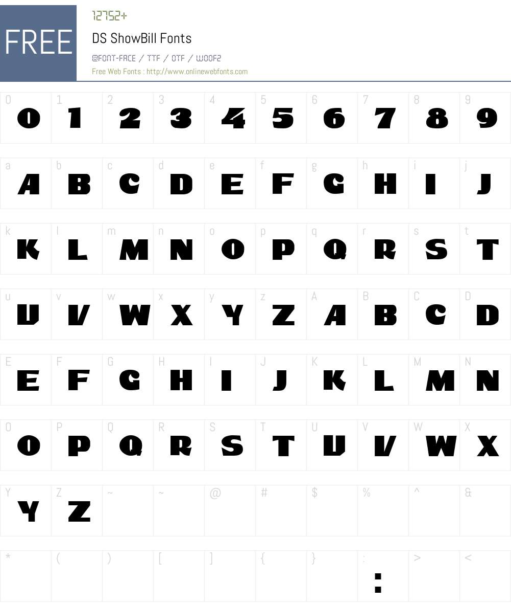DS ShowBill Font Screenshots