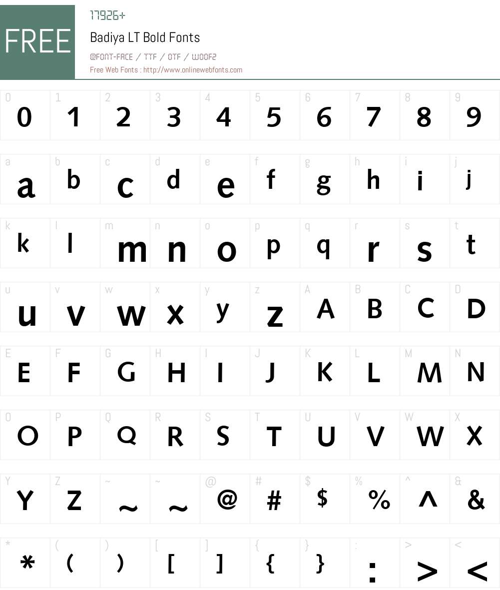 BadiyaLT-Bold Font Screenshots