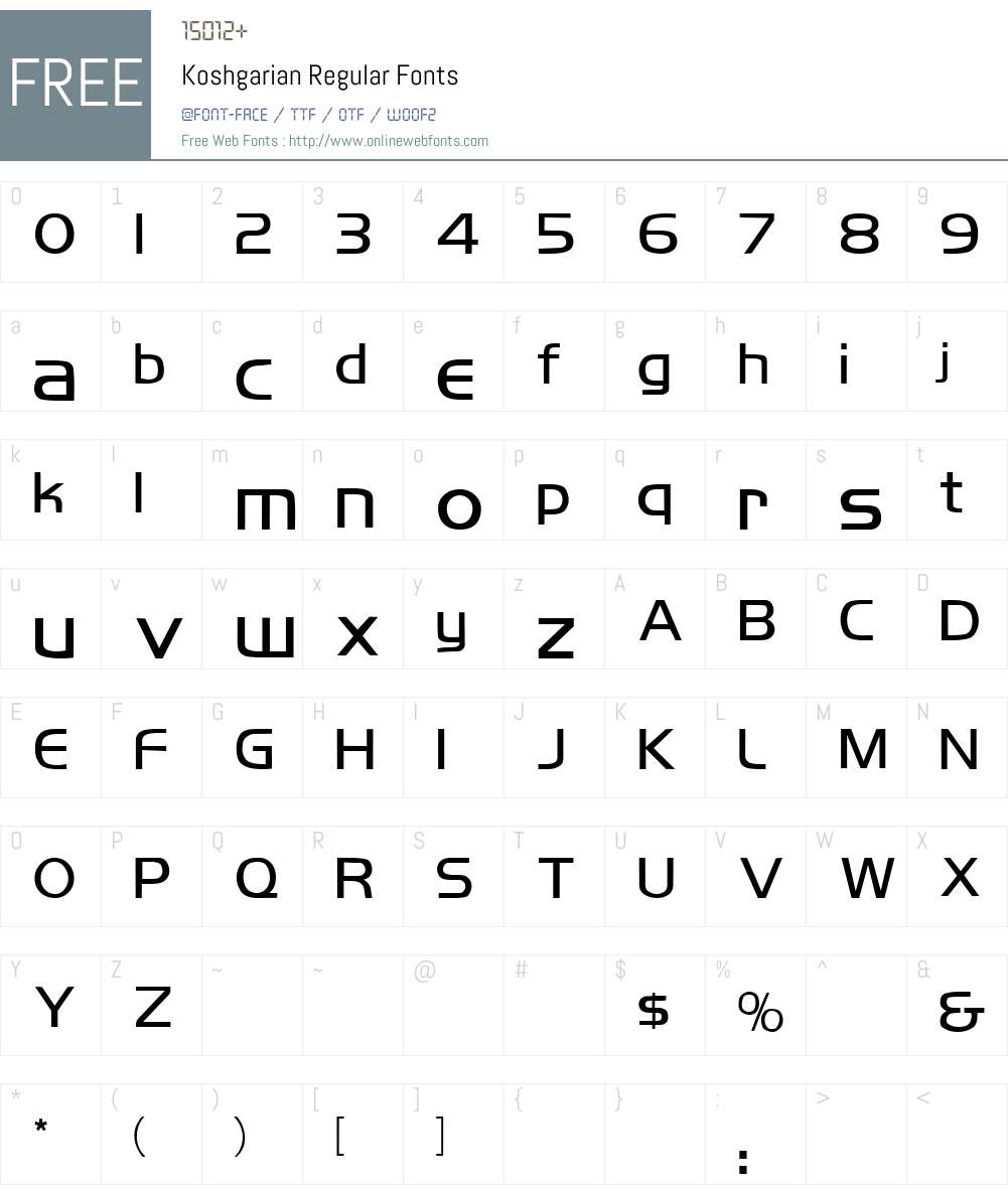 Koshgarian Font Screenshots