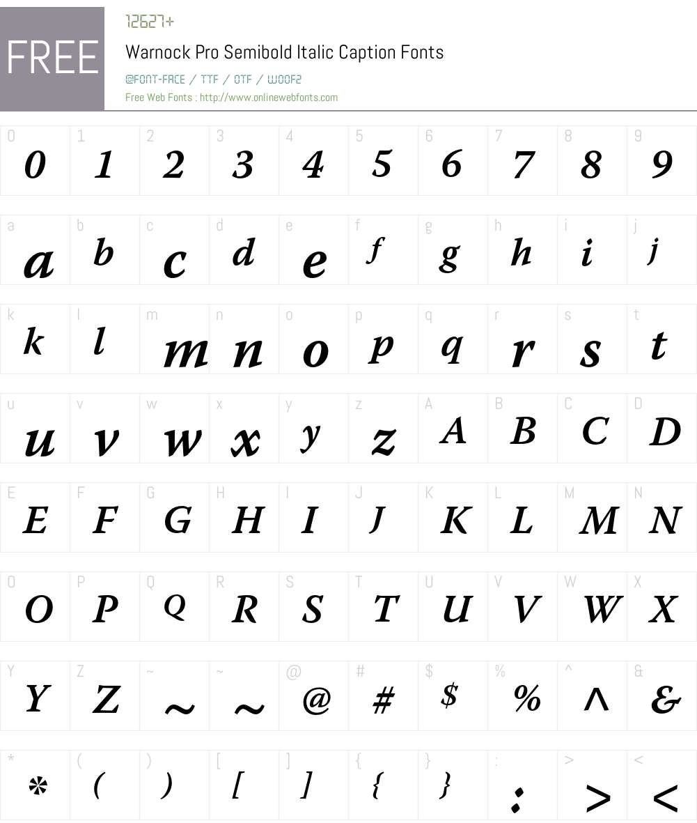 Warnock Pro Font Screenshots