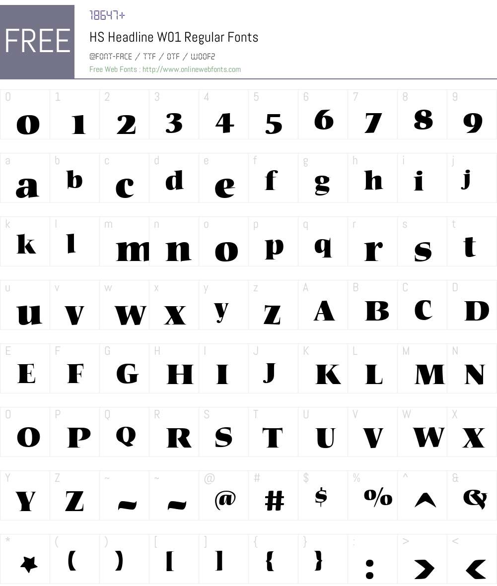 HSHeadlineW01-Regular Font Screenshots