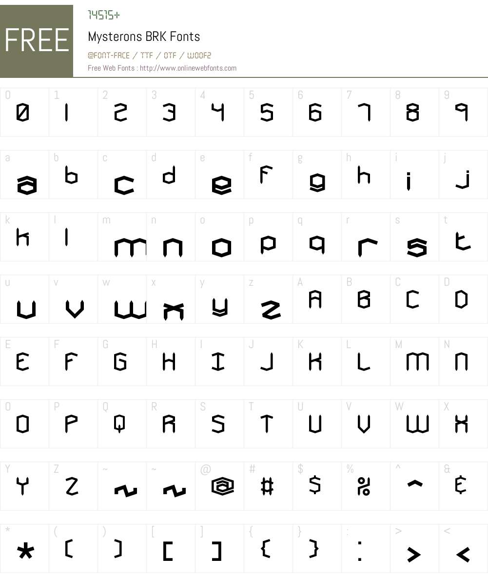 Mysterons BRK Font Screenshots