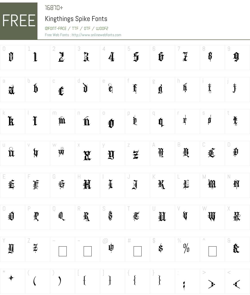 Kingthings Spike Font Screenshots