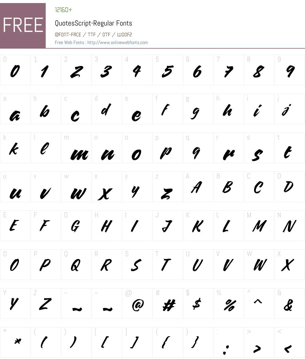 QuotesScript-Regular Font Screenshots