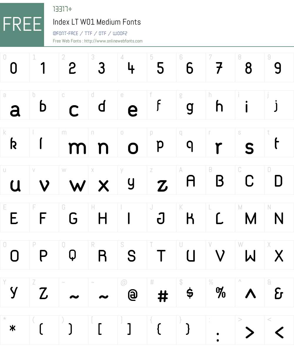 IndexLTW01-Medium Font Screenshots