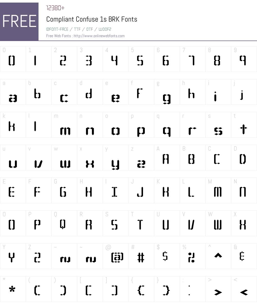 Compliant Confuse 1s BRK Font Screenshots