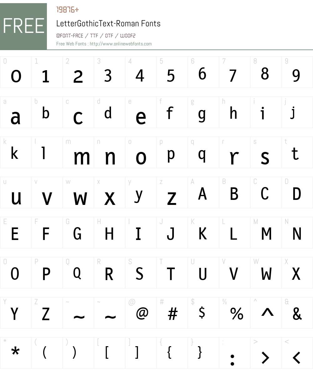 LetterGothicText Font Screenshots