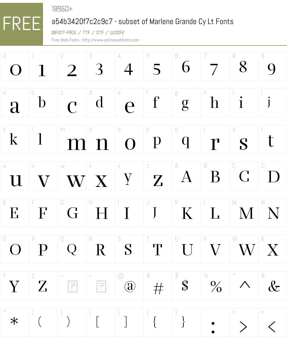 a54b3420f7c2c9c7 - subset of Marlene Grande Cy Lt Font Screenshots