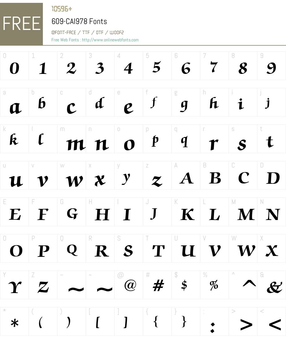 609-CAI978 Font Screenshots