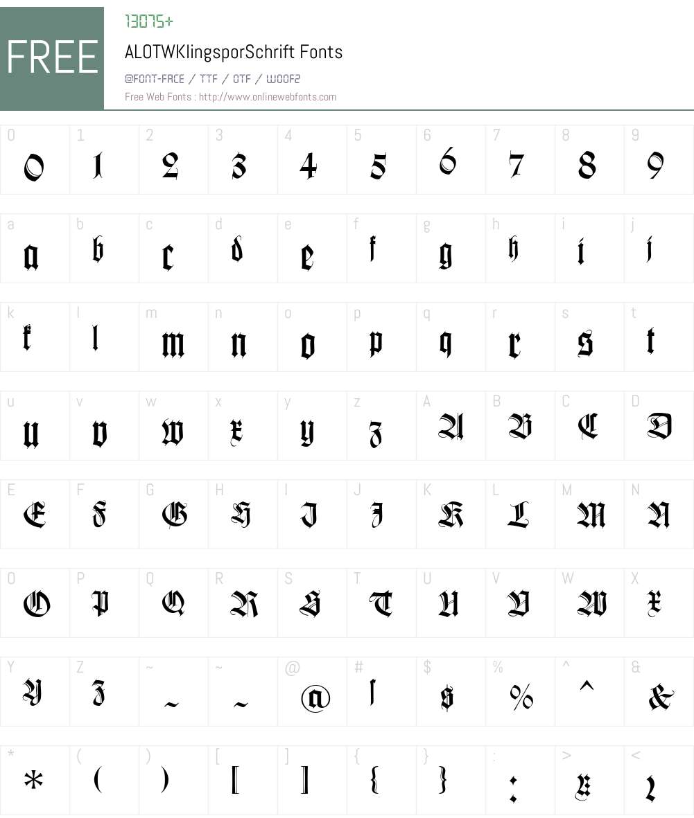 ALOTWKlingsporSchrift Font Screenshots