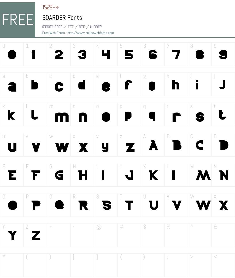 BOARDER Font Screenshots