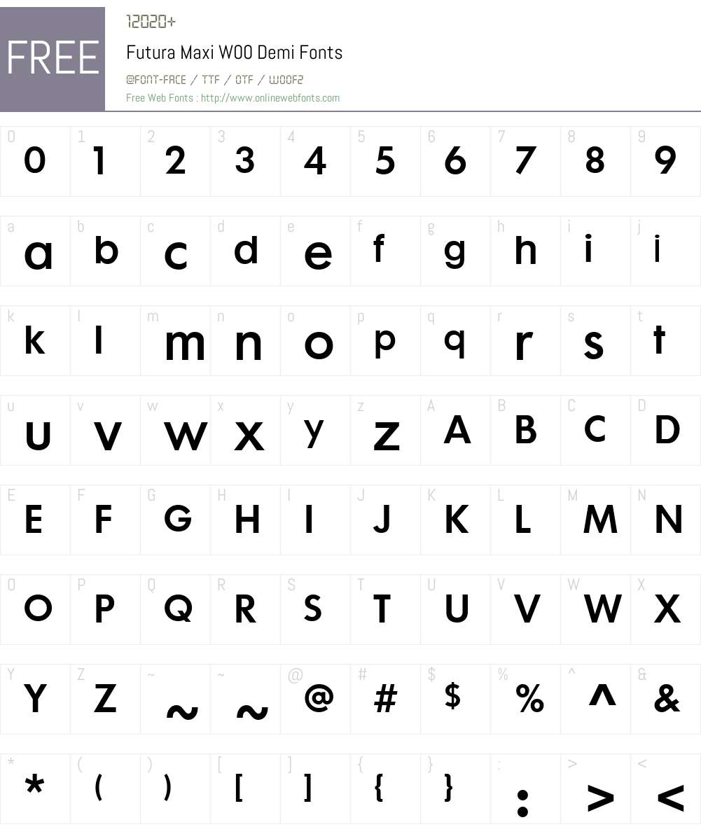 Futura Maxi Font Screenshots