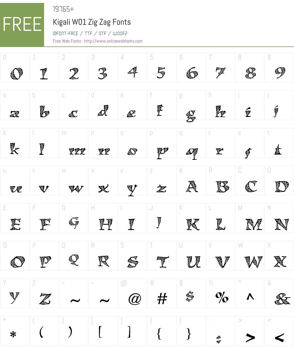KigaliW01-ZigZag Font Screenshots