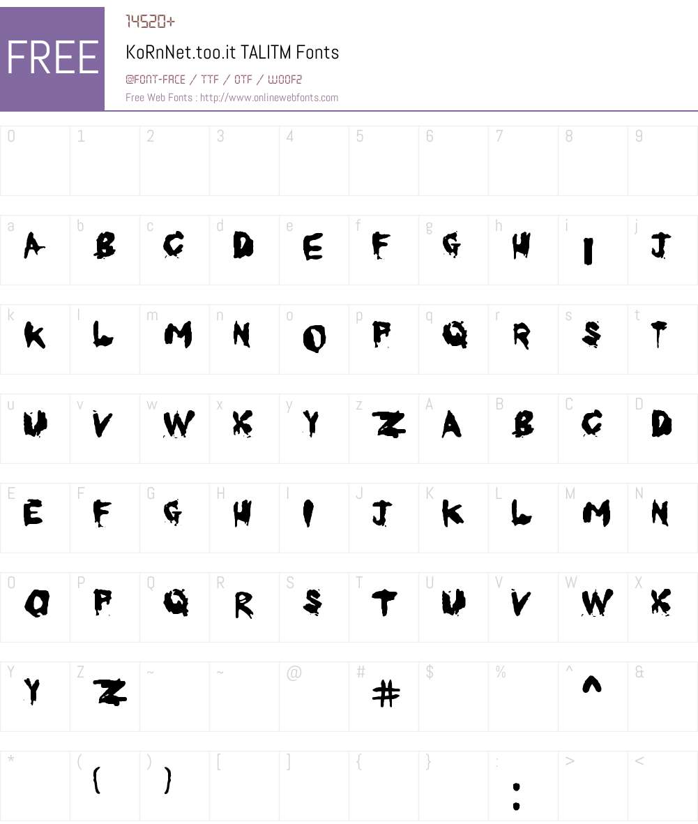 KoRnNet.too.it TALITM Font Screenshots