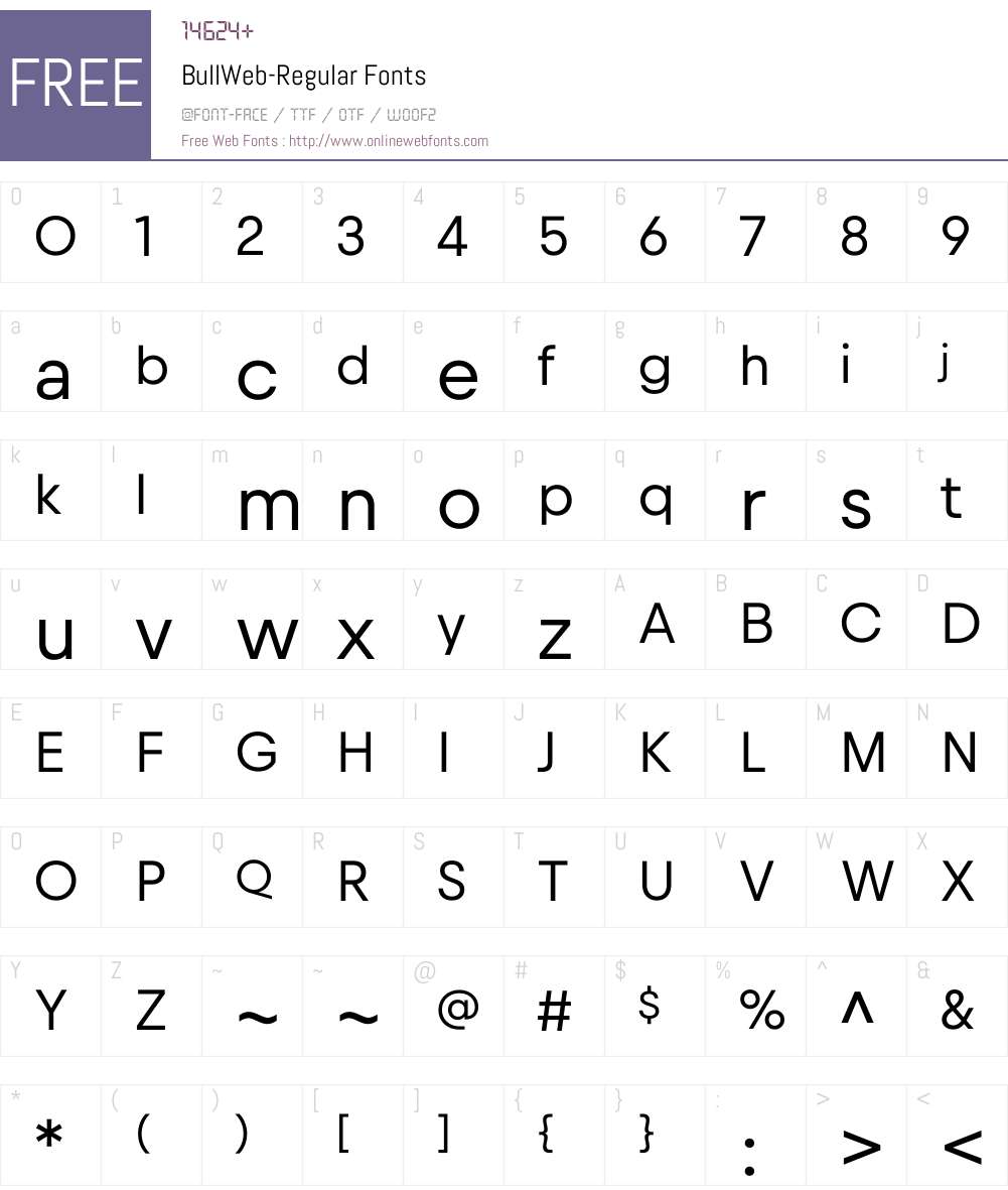 BullWeb-Regular Font Screenshots