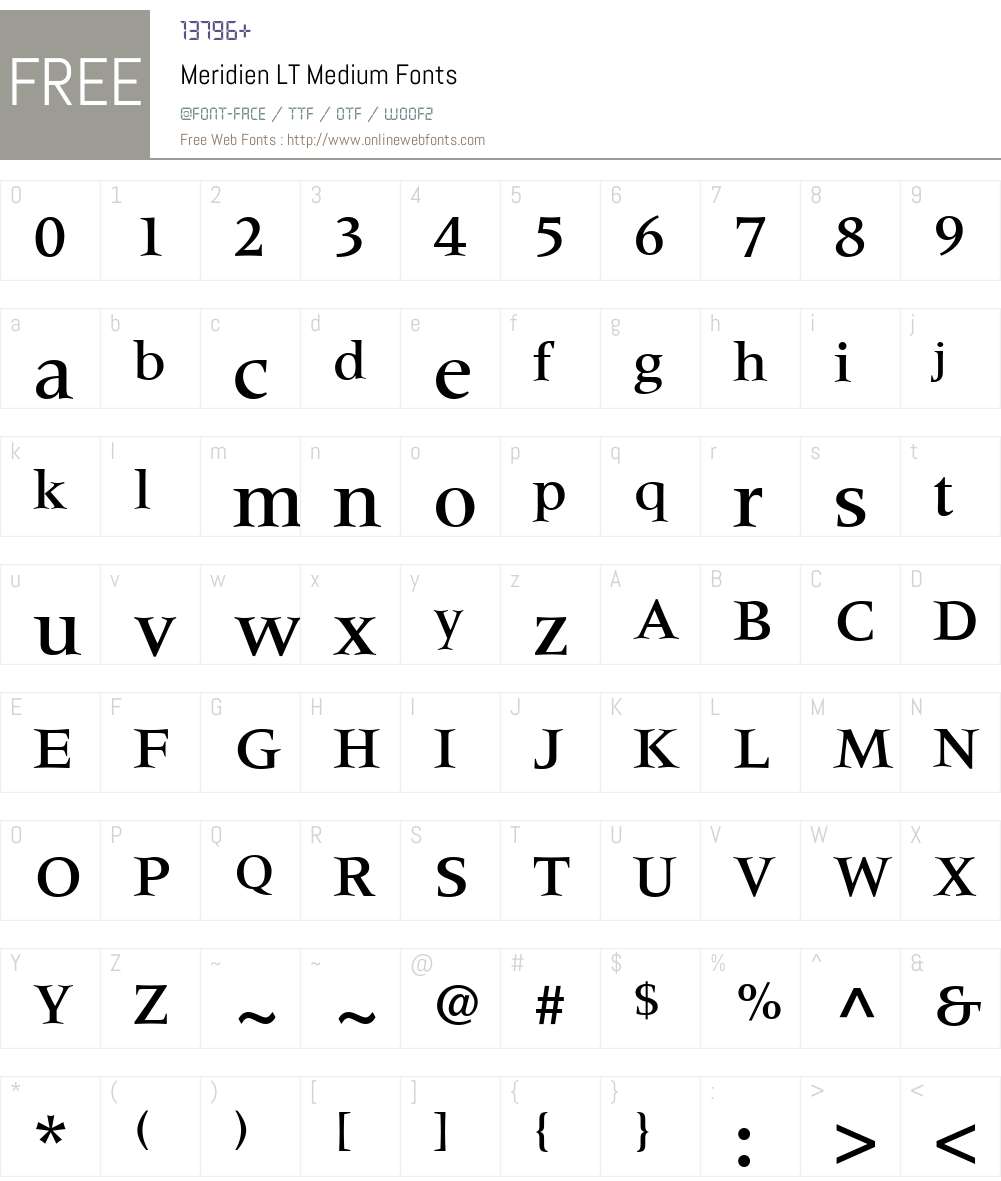 Meridien LT Medium Font Screenshots