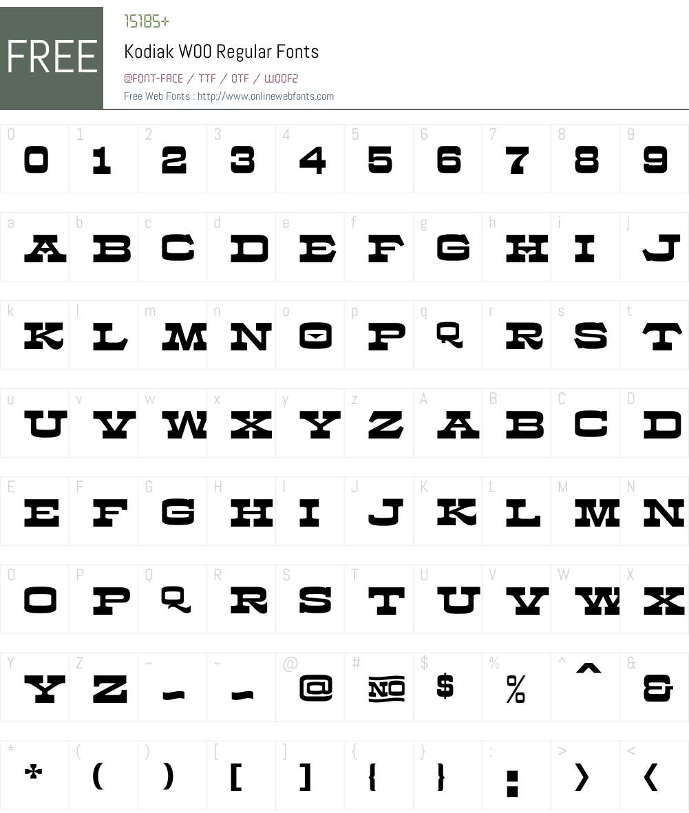 KodiakW00-Regular Font Screenshots
