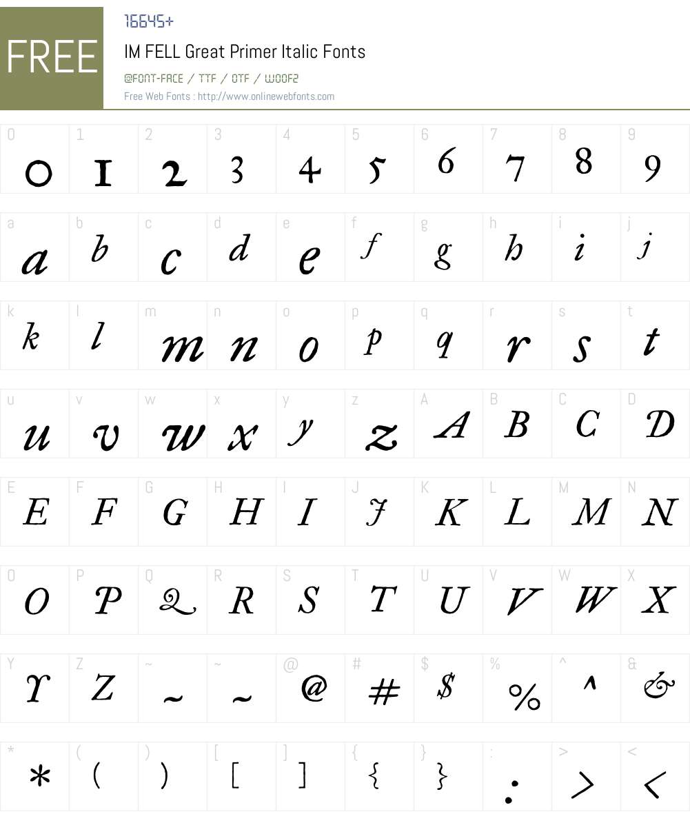 IM FELL Great Primer Font Screenshots