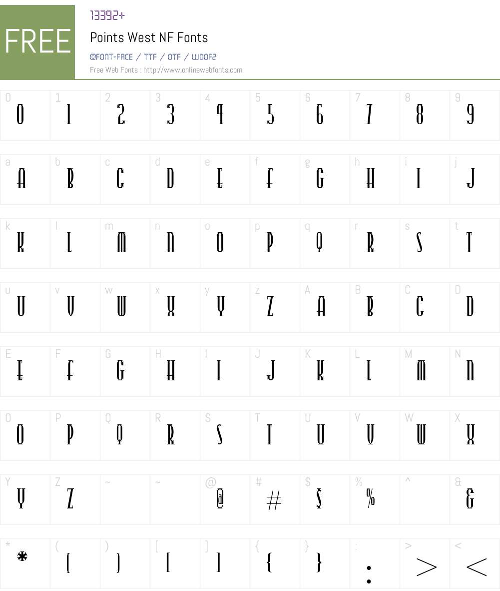 Points West NF Font Screenshots