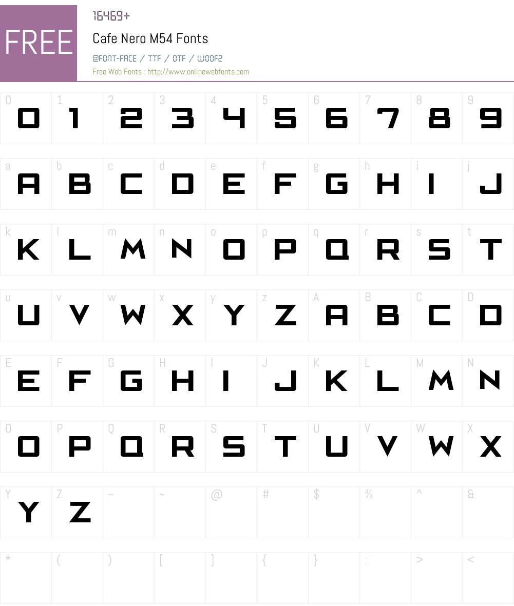 Cafe Nero M54 Font Screenshots