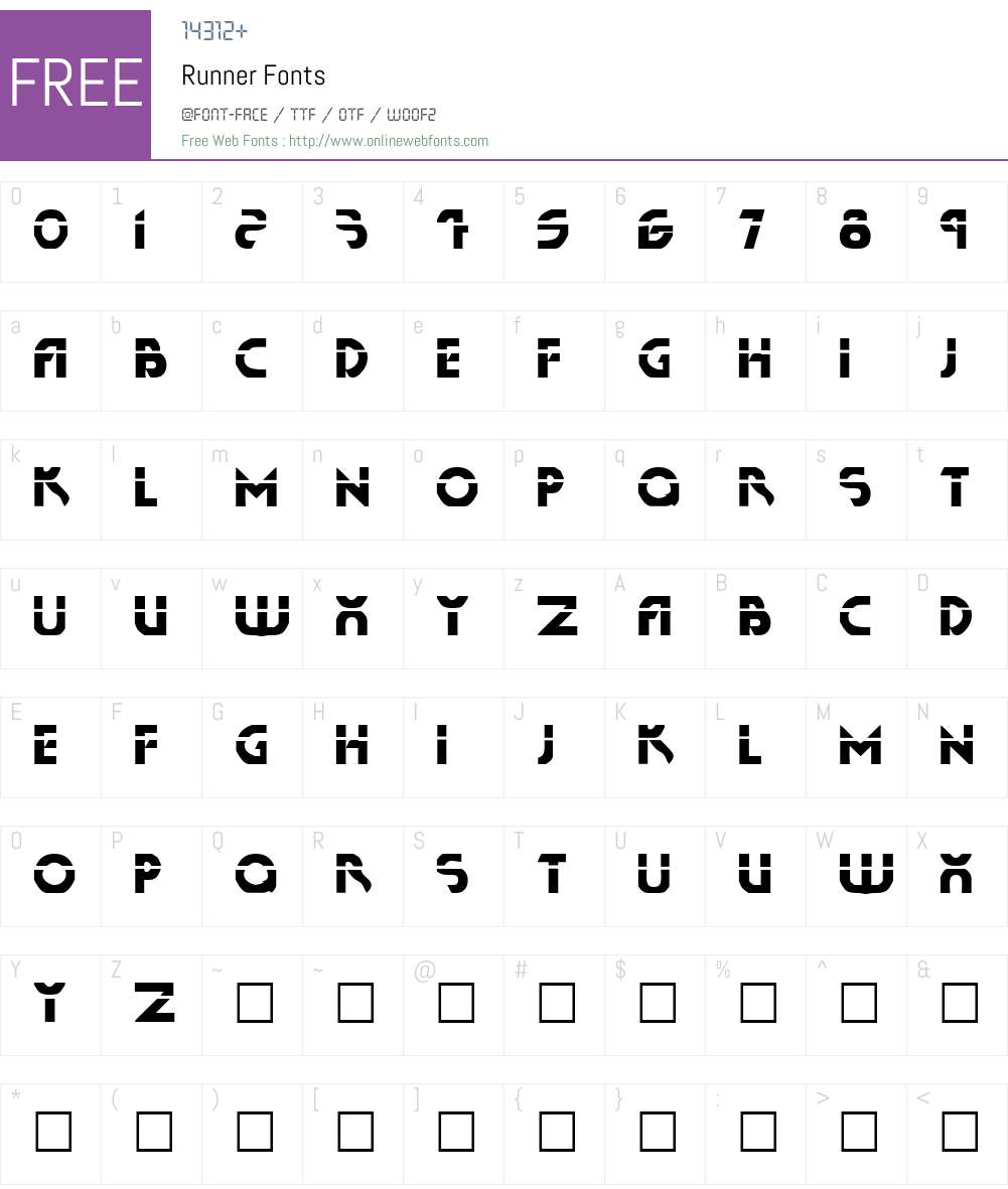 Runner Font Screenshots