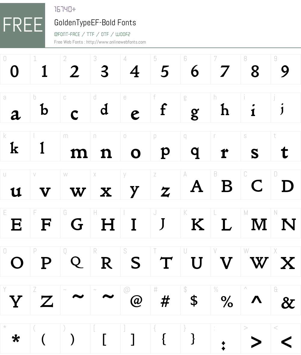 GoldenTypeEF Font Screenshots