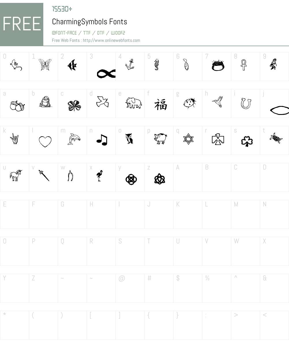 CharmingSymbols Font Screenshots