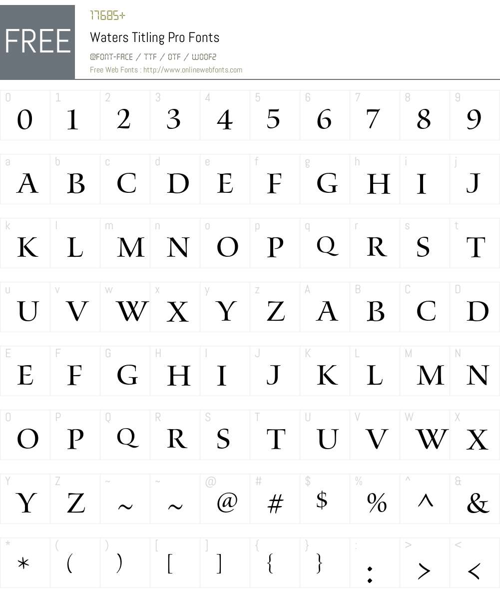 Waters Titling Pro Font Screenshots