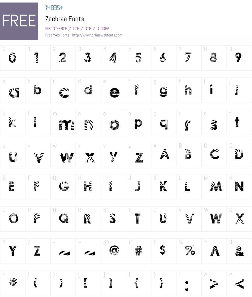 Zeebraa Font Screenshots