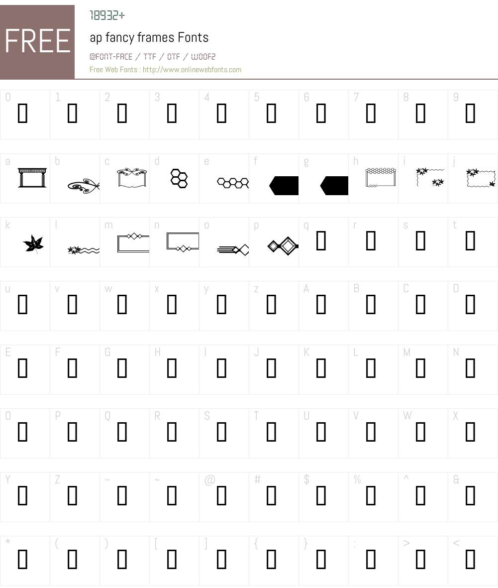 ap fancy frames Font Screenshots