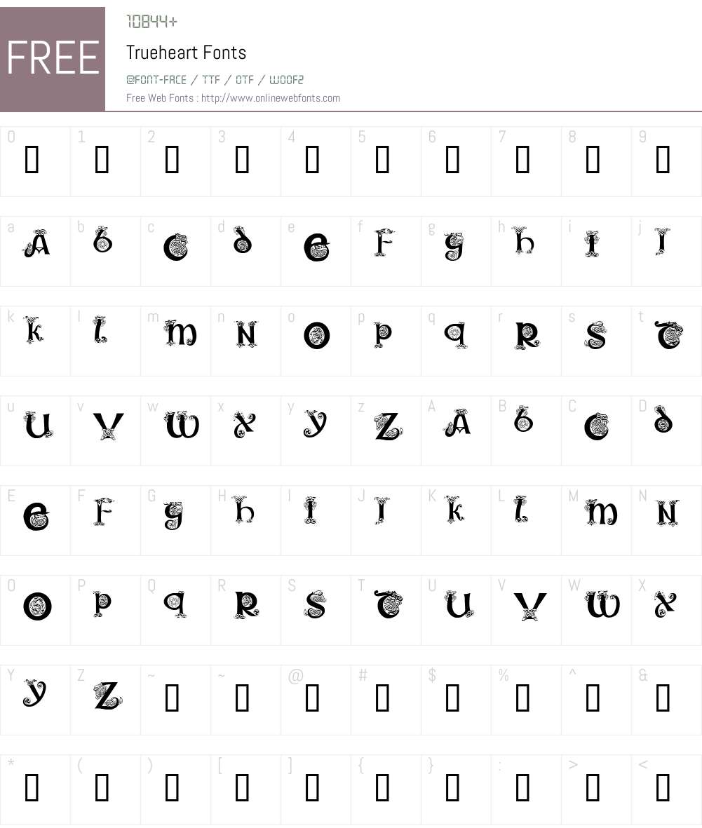 Trueheart Font Screenshots