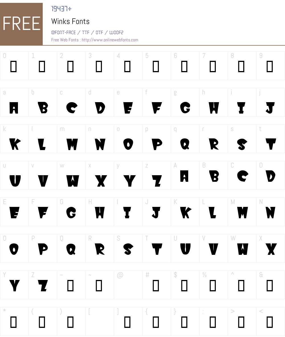 Winks Font Screenshots