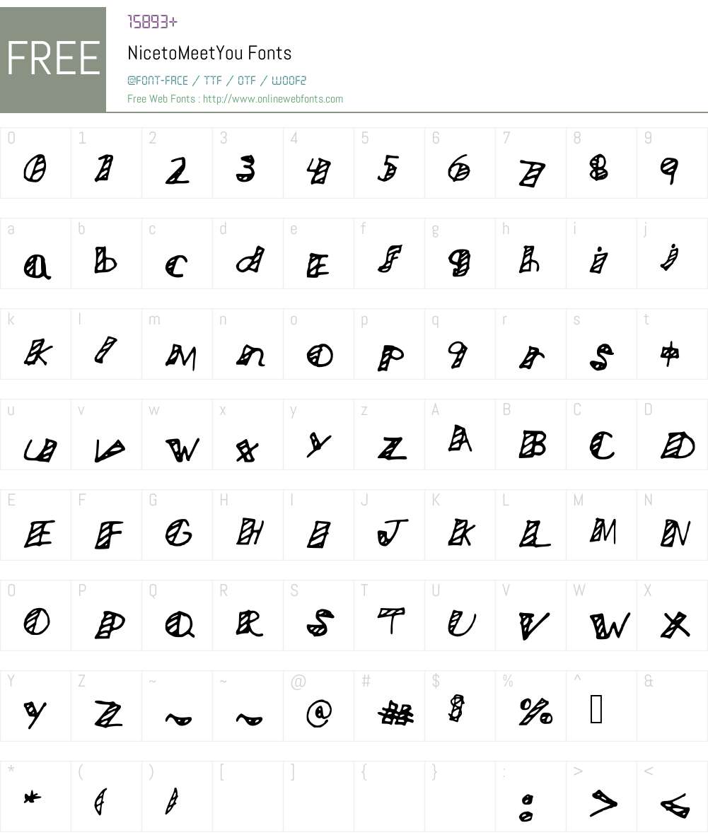 NicetoMeetYou Font Screenshots