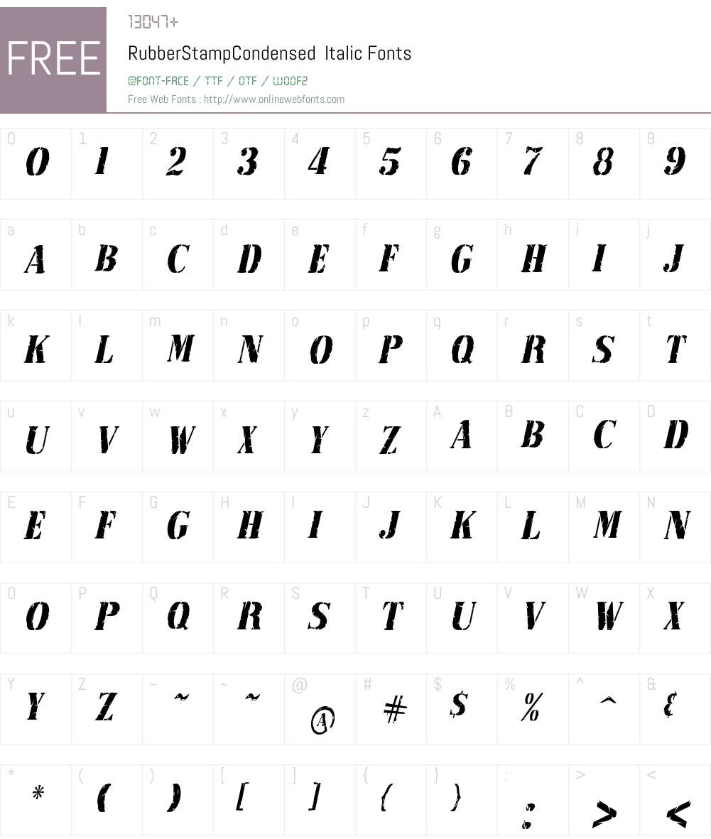 RubberStampCondensed Font Screenshots
