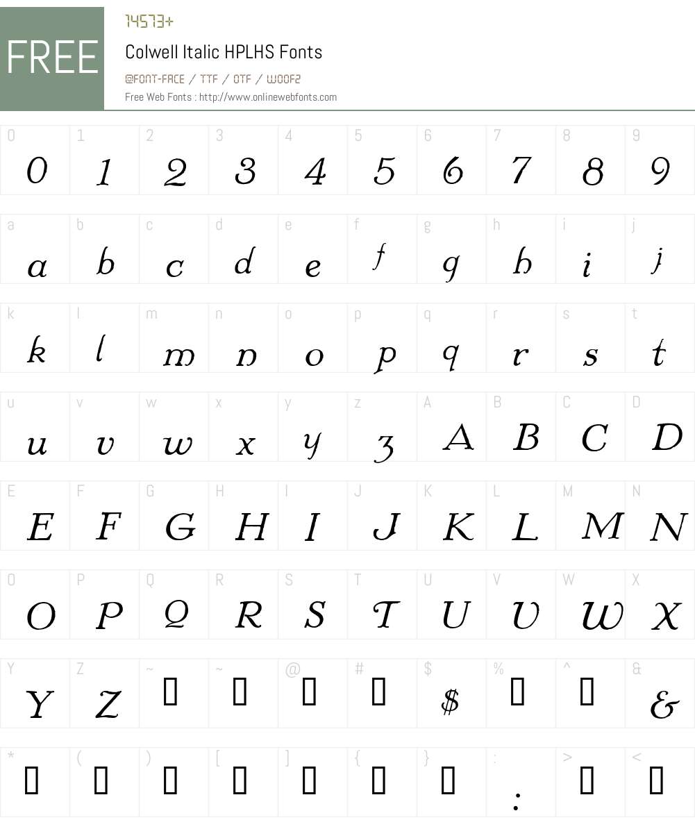 Colwell Italic Font Screenshots