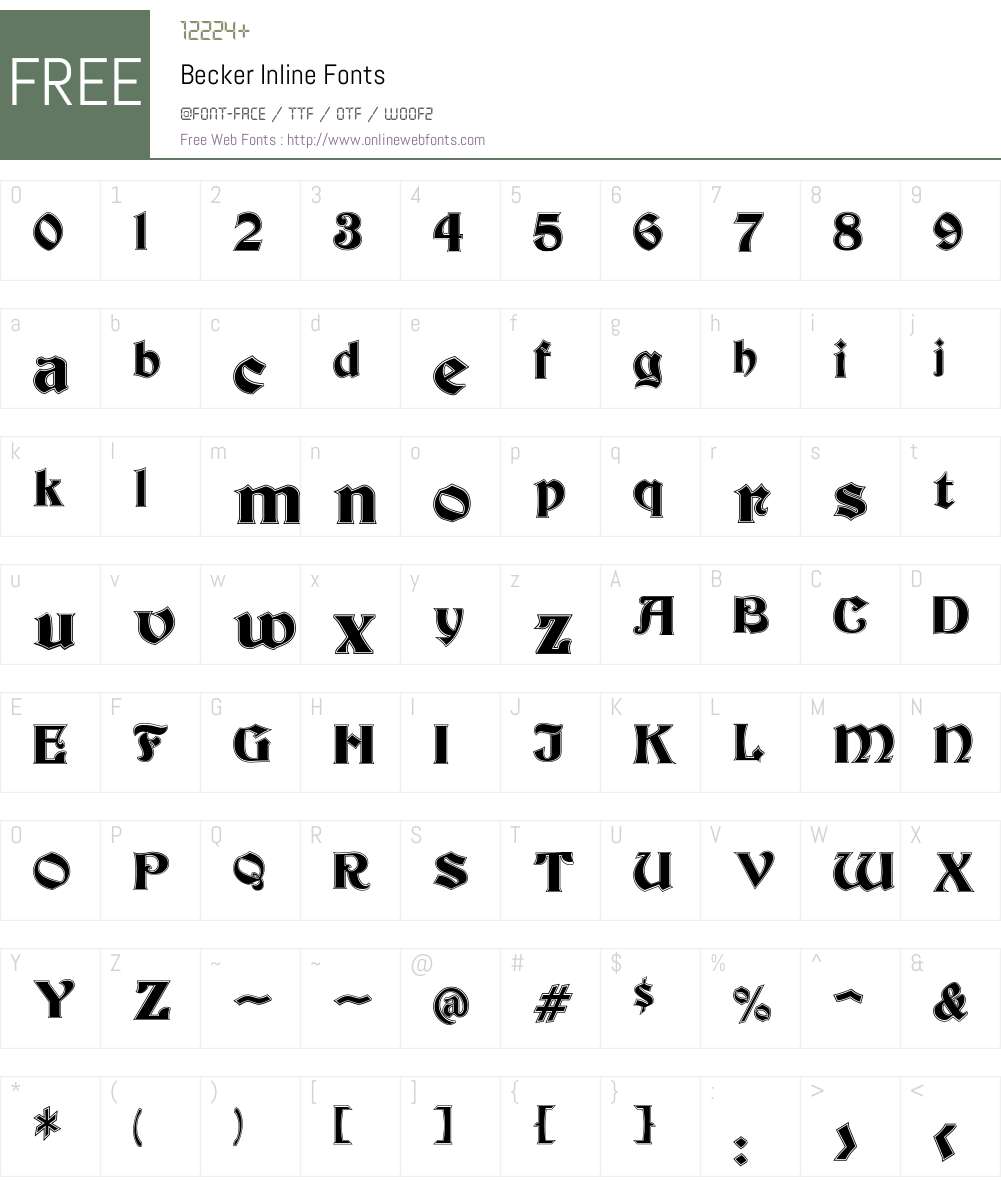 Becker Inline Font Screenshots