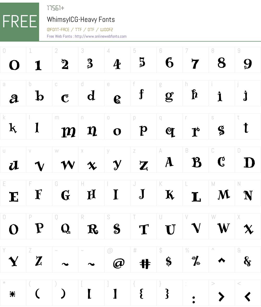 WhimsyICG Font Screenshots