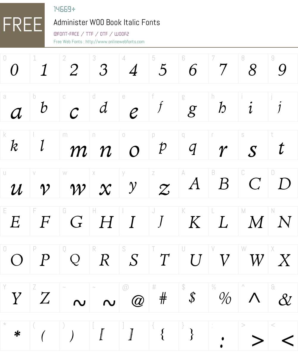 AdministerW00-BookItalic Font Screenshots