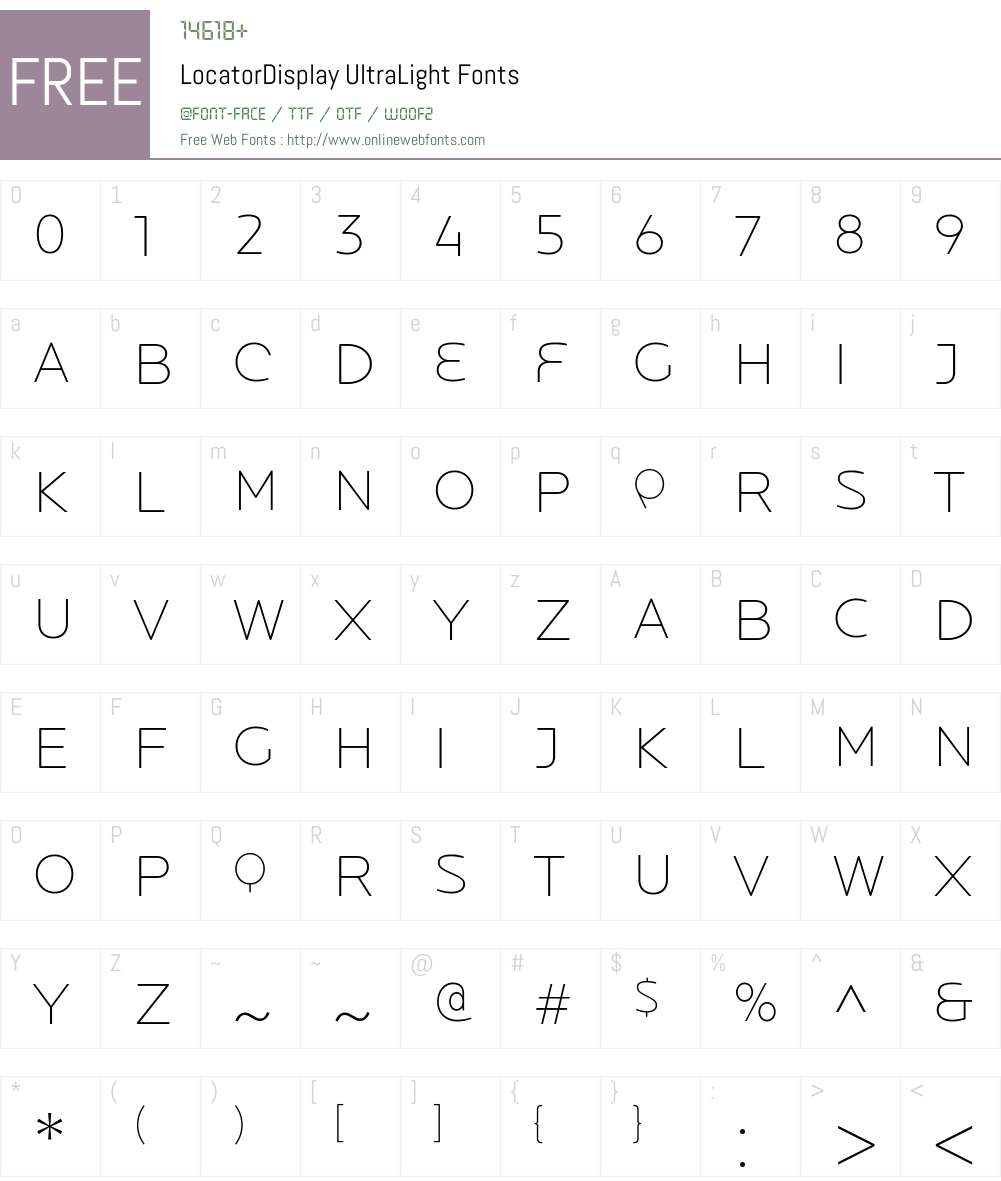 LocatorDisplay UltraLight Font Screenshots