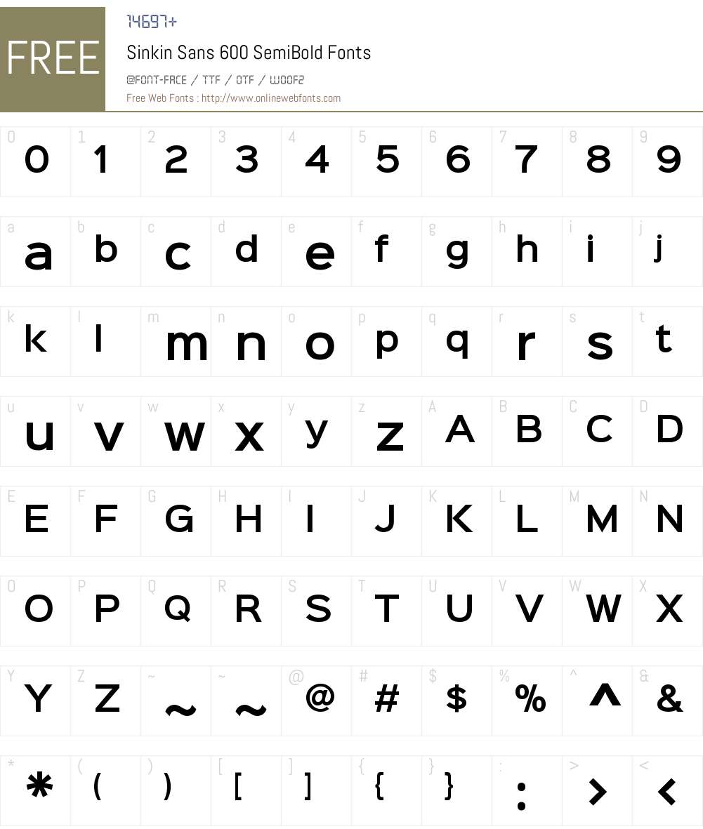 Sinkin Sans 600 SemiBold Font Screenshots