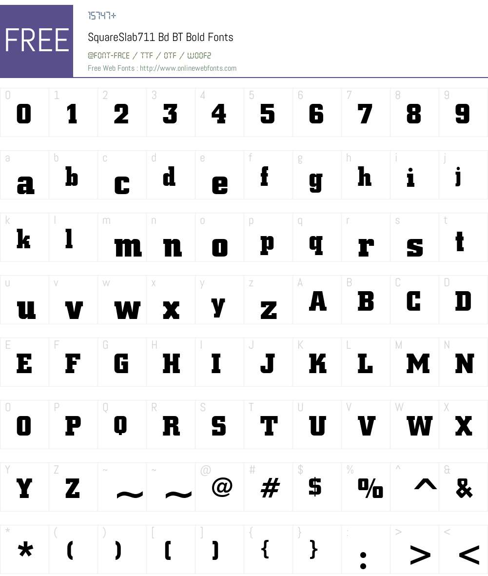 SquareSlab711 Bd BT Font Screenshots