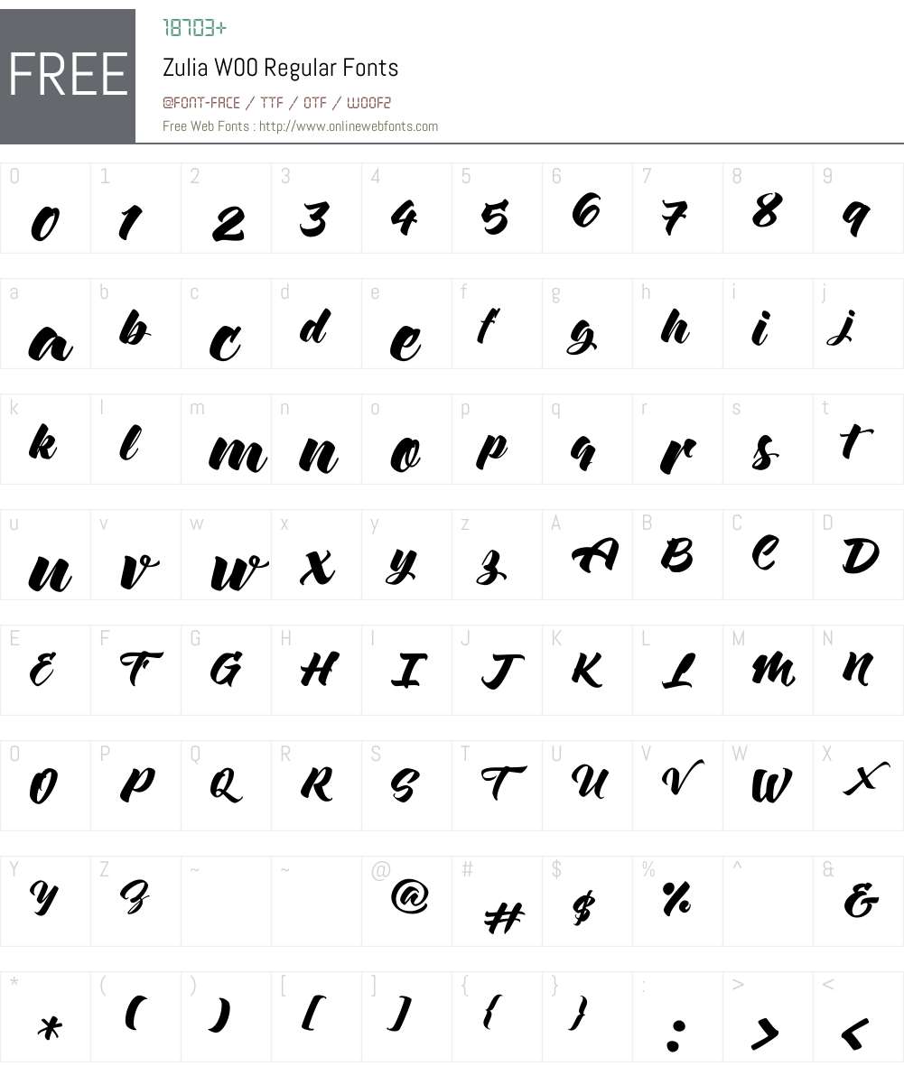 ZuliaW00-Regular Font Screenshots