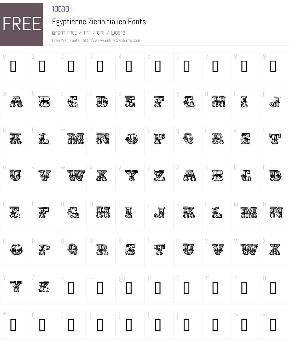 Egyptienne Zierinitialien Font Screenshots